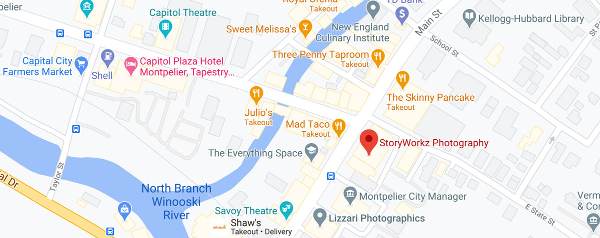Map of Montpelier showing location of StoryWorkz