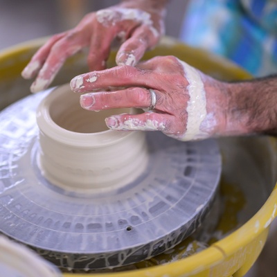 Throwing a pot.<br>