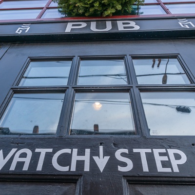 Outside view of pub. Mind the step.