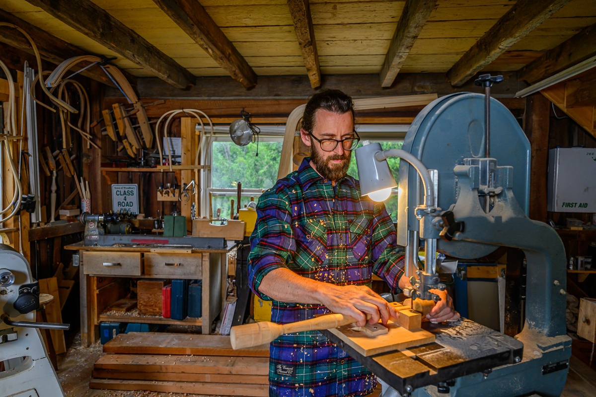 Bandsaw scene with flannel