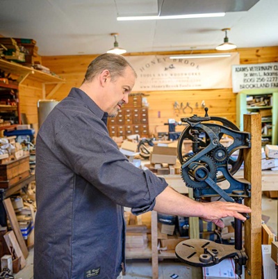 Antique hand crank drill.