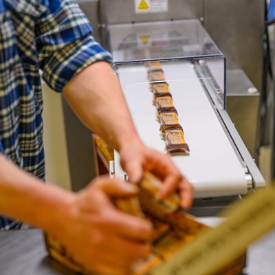 Packing bars off the line.<br>