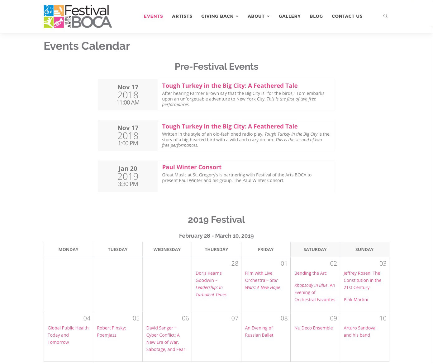 Events Listings