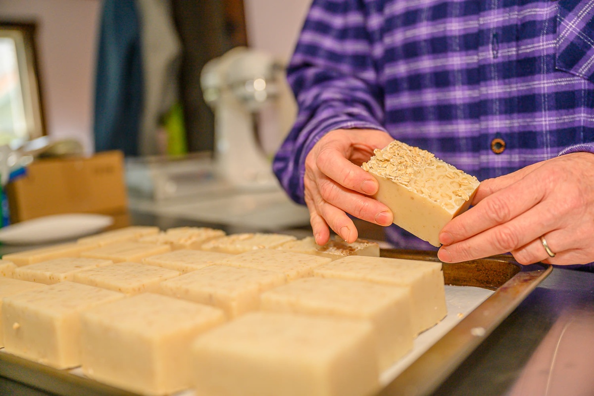 Turning soap.