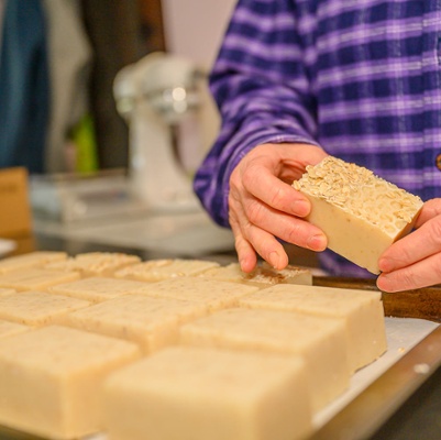 Turning soap.